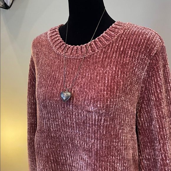 Cozy Pink Chenille Sweater orvis brand large - Picture 2 of 2